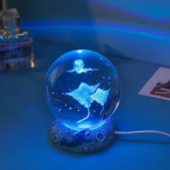 Bright Accents Beleuchtung-Nachtlicht mit Kristallkugel zum Thema Ozean - Dekorative Lampe der Unterwasserwelt