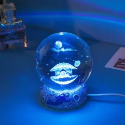 Bright Accents Beleuchtung-Nachtlicht mit Kristallkugel zum Thema Ozean - Dekorative Lampe der Unterwasserwelt