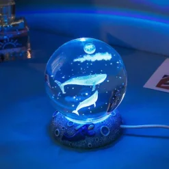 Bright Accents Beleuchtung-Nachtlicht mit Kristallkugel zum Thema Ozean - Dekorative Lampe der Unterwasserwelt