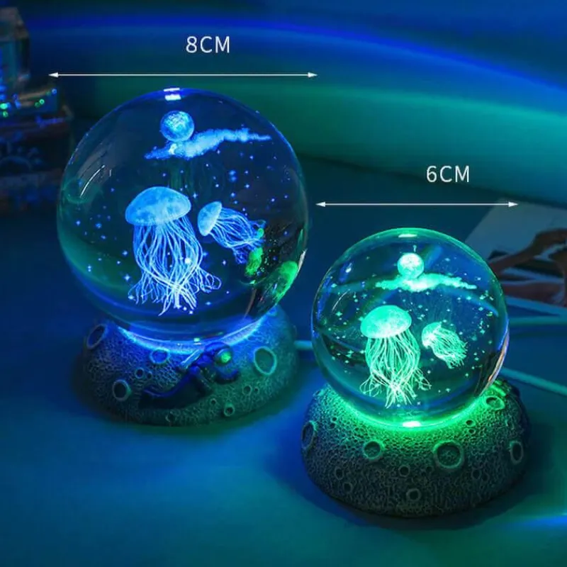 Bright Accents Beleuchtung-Nachtlicht mit Kristallkugel zum Thema Ozean - Dekorative Lampe der Unterwasserwelt
