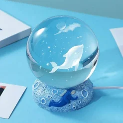 Bright Accents Beleuchtung-Nachtlicht mit Kristallkugel zum Thema Ozean - Dekorative Lampe der Unterwasserwelt