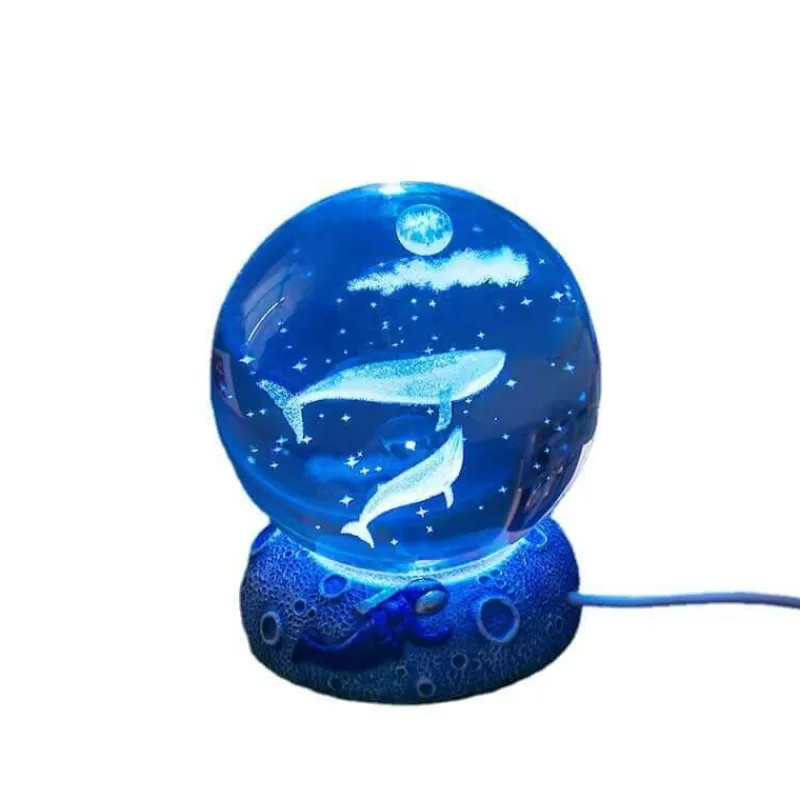 Bright Accents Beleuchtung-Nachtlicht mit Kristallkugel zum Thema Ozean - Dekorative Lampe der Unterwasserwelt