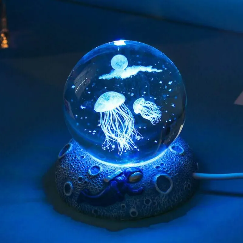 Bright Accents Beleuchtung-Nachtlicht mit Kristallkugel zum Thema Ozean - Dekorative Lampe der Unterwasserwelt