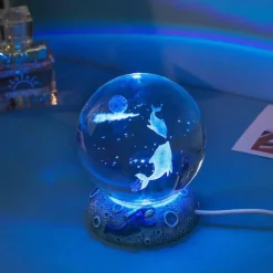 Bright Accents Beleuchtung-Nachtlicht mit Kristallkugel zum Thema Ozean - Dekorative Lampe der Unterwasserwelt