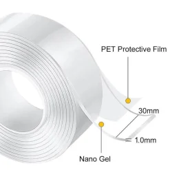 Cozy Living Heimwerkzeuge-Nano-Doppelklebeband – Ablösbarer Klebstoff für die Verwendung auf mehreren Oberflächen