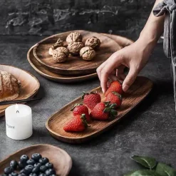 The Decor Haven Küche & Esszimmer-Naturholzteller - Unregelmäßiges Holzgeschirr