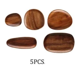 The Decor Haven Küche & Esszimmer-Naturholzteller - Unregelmäßiges Holzgeschirr