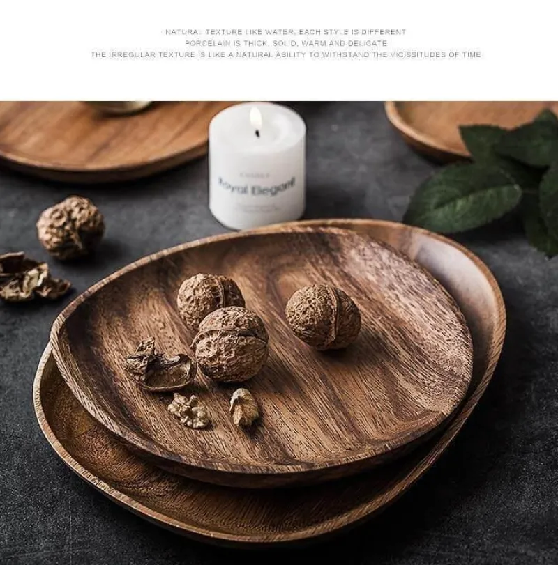 The Decor Haven Küche & Esszimmer-Naturholzteller - Unregelmäßiges Holzgeschirr