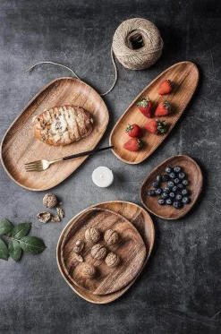 The Decor Haven Küche & Esszimmer-Naturholzteller - Unregelmäßiges Holzgeschirr