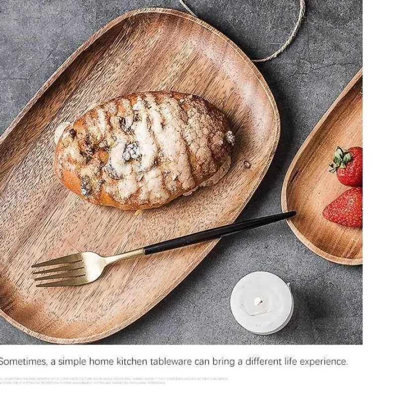 The Decor Haven Küche & Esszimmer-Naturholzteller - Unregelmäßiges Holzgeschirr