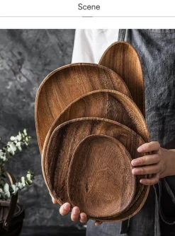 The Decor Haven Küche & Esszimmer-Naturholzteller - Unregelmäßiges Holzgeschirr