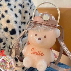 Wilderness Haven Outdoor-Artikel|Camping Im Freien-Niedliche Bären-Wasserflasche – Strohhalm inklusive Trinkflasche für Kinder