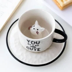 The Culinary Kit Küche & Esszimmer-Niedliche 3D-Haustier-Keramiktasse – Entzückende Tier-Kaffeetasse