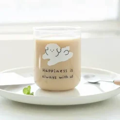 Plates u0026 More Küche & Esszimmer-Niedlicher Glasbecher mit Hundemotiv – hitzebeständiger Cartoon-Kaffee- und Saftbecher