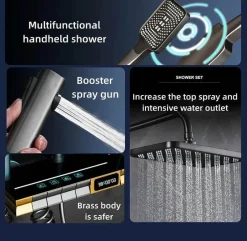 The Blissful Bath Badezimmer-Nordic Piano Key Ambient Light Shower Set - Elegant LED Bathroom Lighting