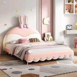 Kinder Cozy Living Kinderzimmermöbel|Möbel-Nordic Princess Rabbit Kinderbett - Gemütliches Kinderbettwäscheset