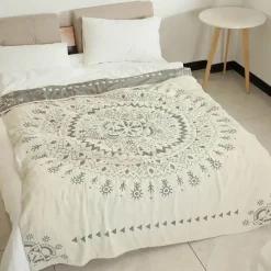 Wrap u0026 Relax Bettzeug-Nordische Baumwoll-Überwurfdecke – weiche und kühlende, klimatisierte Steppdecke für Betten und Sofas
