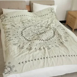 Wrap u0026 Relax Bettzeug-Nordische Baumwoll-Überwurfdecke – weiche und kühlende, klimatisierte Steppdecke für Betten und Sofas