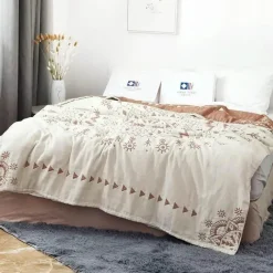 Wrap u0026 Relax Bettzeug-Nordische Baumwoll-Überwurfdecke – weiche und kühlende, klimatisierte Steppdecke für Betten und Sofas