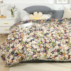 Wrap u0026 Relax Bettzeug-Nordische Blumendecke - Weiche Sommerdeko aus Baumwolle