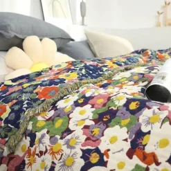 Wrap u0026 Relax Bettzeug-Nordische Blumendecke - Weiche Sommerdeko aus Baumwolle
