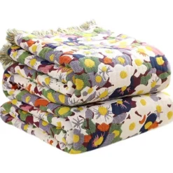 Wrap u0026 Relax Bettzeug-Nordische Blumendecke - Weiche Sommerdeko aus Baumwolle