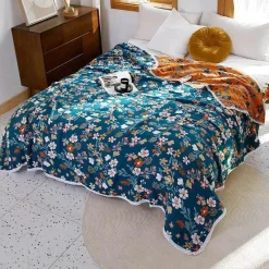 Wrap u0026 Relax Bettzeug-Nordische Blumendecke - Weiche Sommerdeko aus Baumwolle