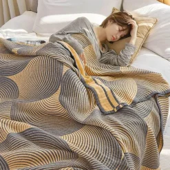 Wrap u0026 Relax Bettzeug-Nordische Geometrie Baumwollgaze Überwurfdecke - Sommer Tagesdecke Sofabezug