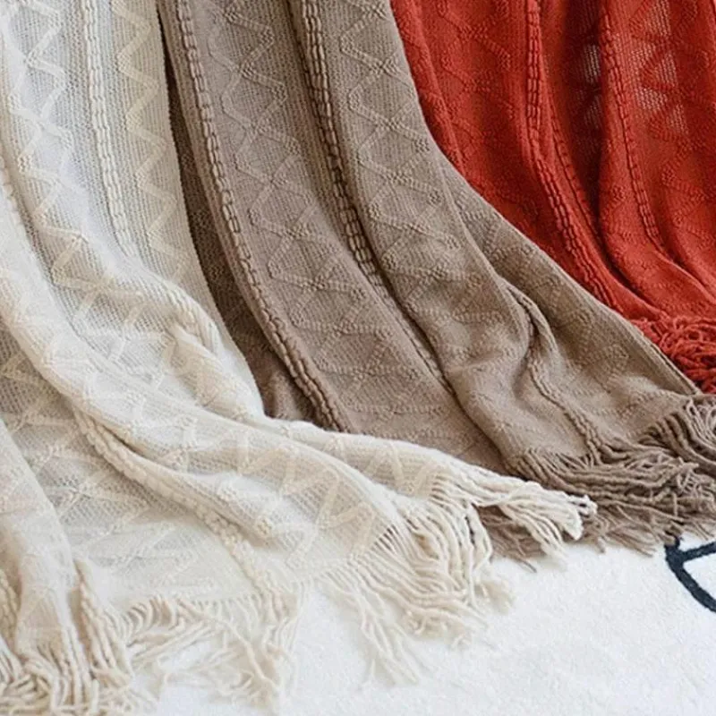 Wrap u0026 Relax Bettzeug-Nordische geometrische Strickdecke – weicher, gemütlicher Überwurf für Betten und Sofas