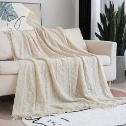 Wrap u0026 Relax Bettzeug-Nordische geometrische Strickdecke – weicher, gemütlicher Überwurf für Betten und Sofas