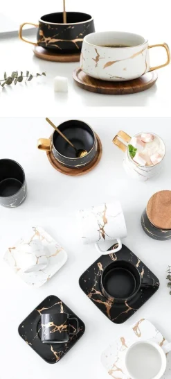 The Cozy Mug Küche & Esszimmer-Nordische Marmor-Keramik-Kaffeetassen – Elegantes Designer-Trinkgeschirr