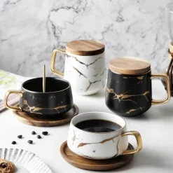 The Cozy Mug Küche & Esszimmer-Nordische Marmor-Keramik-Kaffeetassen – Elegantes Designer-Trinkgeschirr