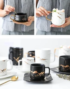 The Cozy Mug Küche & Esszimmer-Nordische Marmor-Keramik-Kaffeetassen – Elegantes Designer-Trinkgeschirr
