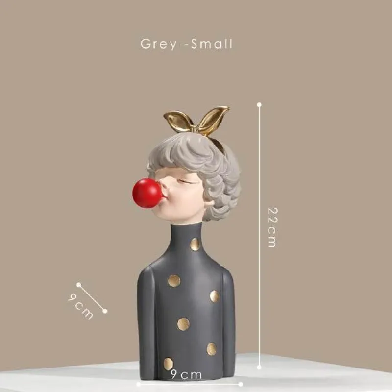 The Gilded Nest Wohndeko-Nordische Mädchen-Skulptur – Bubble Bow-Knot Home Decor Akzent