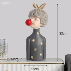 The Gilded Nest Wohndeko-Nordische Mädchen-Skulptur – Bubble Bow-Knot Home Decor Akzent