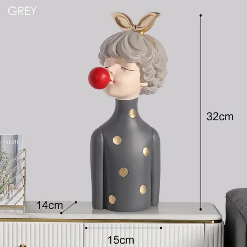 The Gilded Nest Wohndeko-Nordische Mädchen-Skulptur – Bubble Bow-Knot Home Decor Akzent
