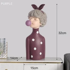 The Gilded Nest Wohndeko-Nordische Mädchen-Skulptur – Bubble Bow-Knot Home Decor Akzent