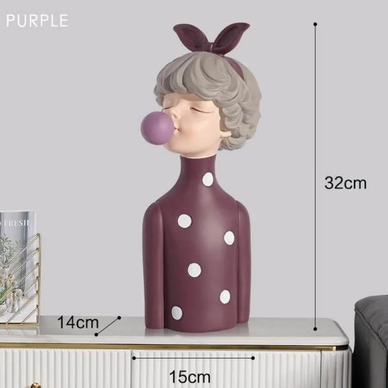 The Gilded Nest Wohndeko-Nordische Mädchen-Skulptur – Bubble Bow-Knot Home Decor Akzent