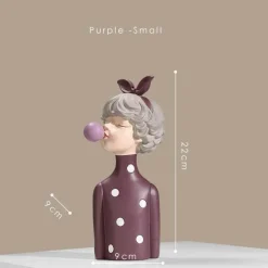 The Gilded Nest Wohndeko-Nordische Mädchen-Skulptur – Bubble Bow-Knot Home Decor Akzent