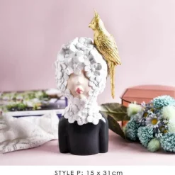 The Gilded Nest Wohndeko-Nordische Mädchen-Skulptur – Bubble Bow-Knot Home Decor Akzent