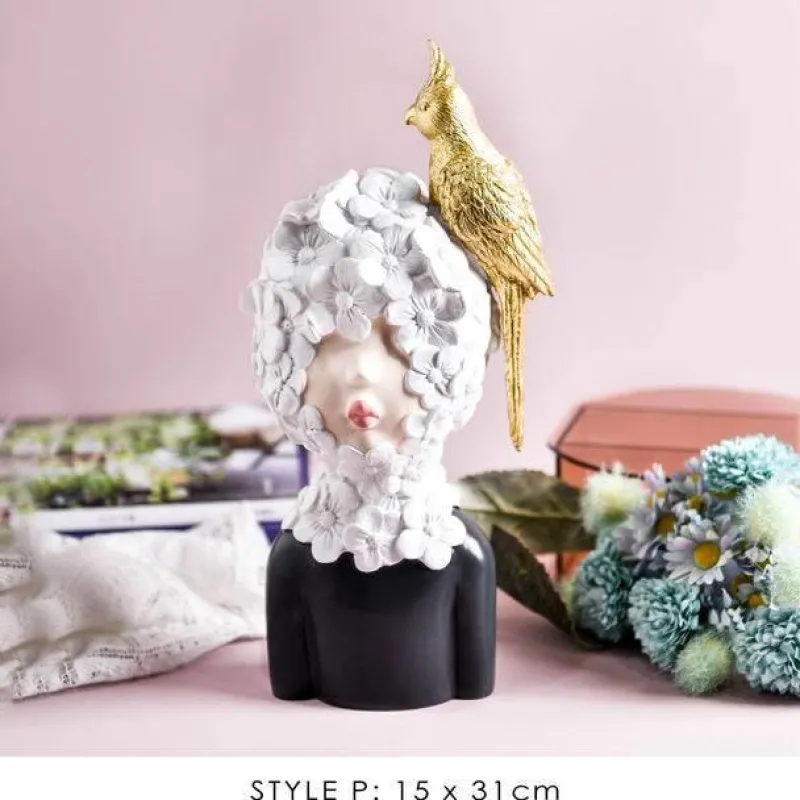 The Gilded Nest Wohndeko-Nordische Mädchen-Skulptur – Bubble Bow-Knot Home Decor Akzent