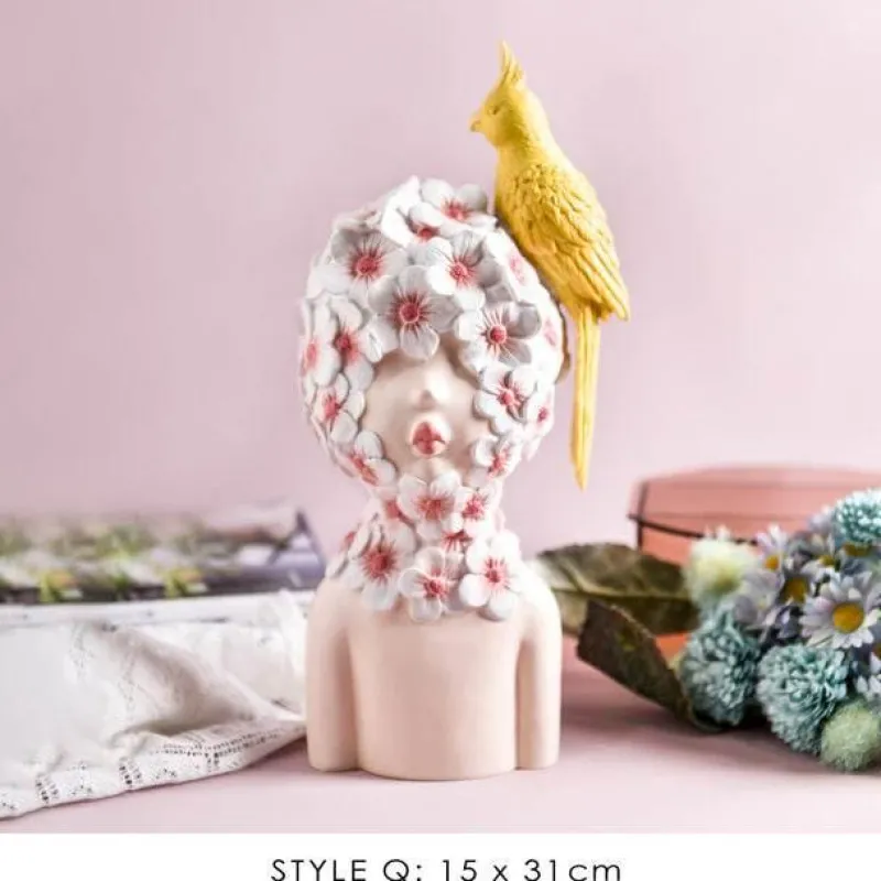 The Gilded Nest Wohndeko-Nordische Mädchen-Skulptur – Bubble Bow-Knot Home Decor Akzent