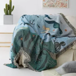 Snug u0026 Soft Bettzeug-Nordische Meerjungfrau Gestrickte Überwurfdecke - Boho Reisesofadecke