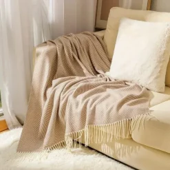 Wrap u0026 Relax Bettzeug-Nordische Streifen Überwurfdecke - Weiches Boho-Sofa-Schlafzimmerdekor