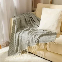 Wrap u0026 Relax Bettzeug-Nordische Streifen Überwurfdecke - Weiches Boho-Sofa-Schlafzimmerdekor