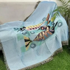 Snug u0026 Soft Bettzeug-Nordische Strickdecke – Bohemian-Überwurf für den Außenbereich für Camping-Wohnzimmerdekor