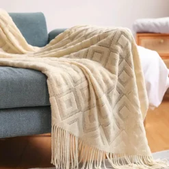 Wrap u0026 Relax Bettzeug-Nordische Strickdecke – Sofadekor aus weicher Wollmischung