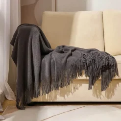 Wrap u0026 Relax Bettzeug-Nordische Strickdecke – Sofadekor aus weicher Wollmischung