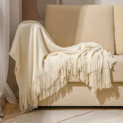 Wrap u0026 Relax Bettzeug-Nordische Strickdecke – Sofadekor aus weicher Wollmischung