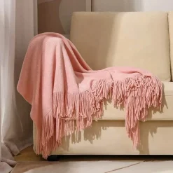 Wrap u0026 Relax Bettzeug-Nordische Strickdecke – Sofadekor aus weicher Wollmischung